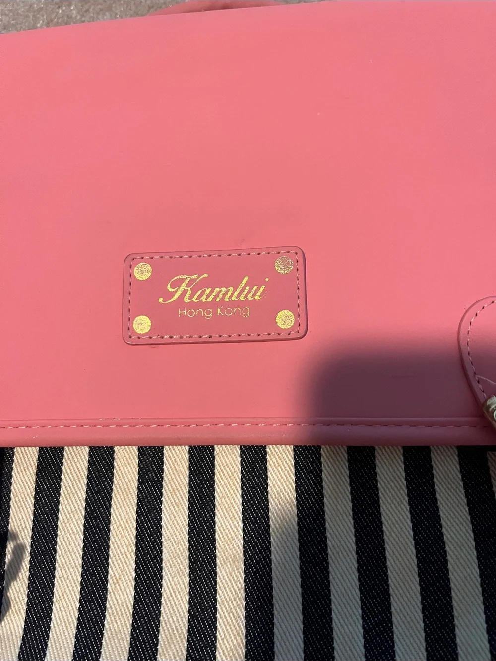 Kamlui Coral Pink Flap Striped Laptop Satchel